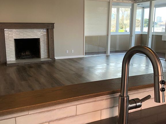 View of living room from wet bar