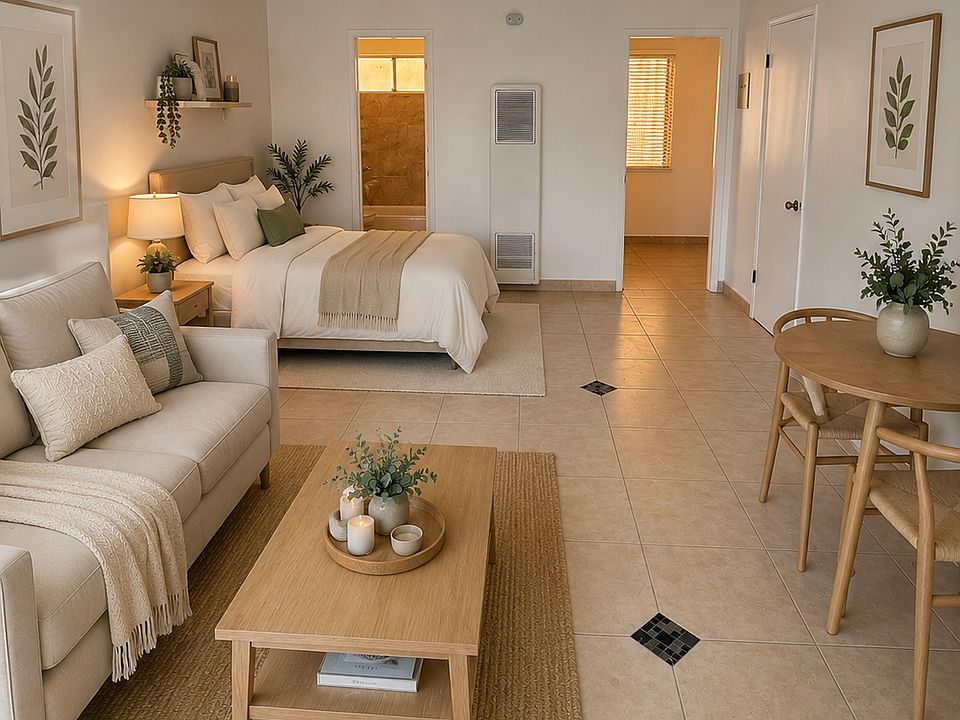 Living area over looking bathroom and kitchen (vertually staged)