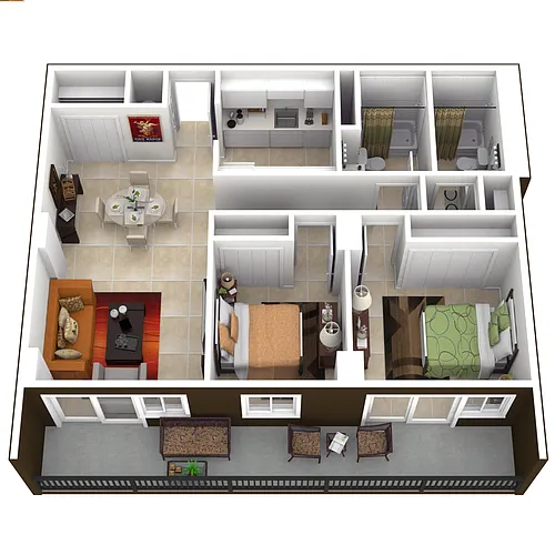 Floor plan 2 Bedroom, 2 Bathroom