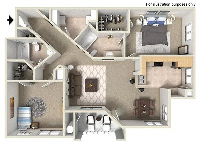 Floor plan D 1,249 SF San Luis