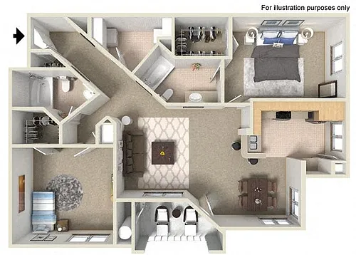 Floor plan D 1,249 SF San Luis