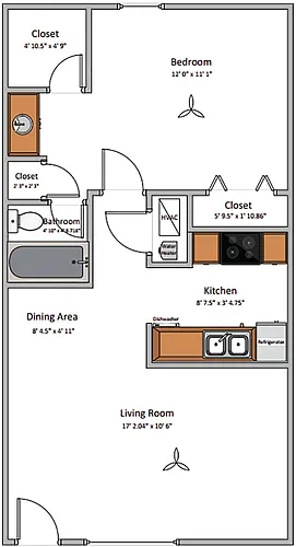 Floor plan 1BR Upstairs