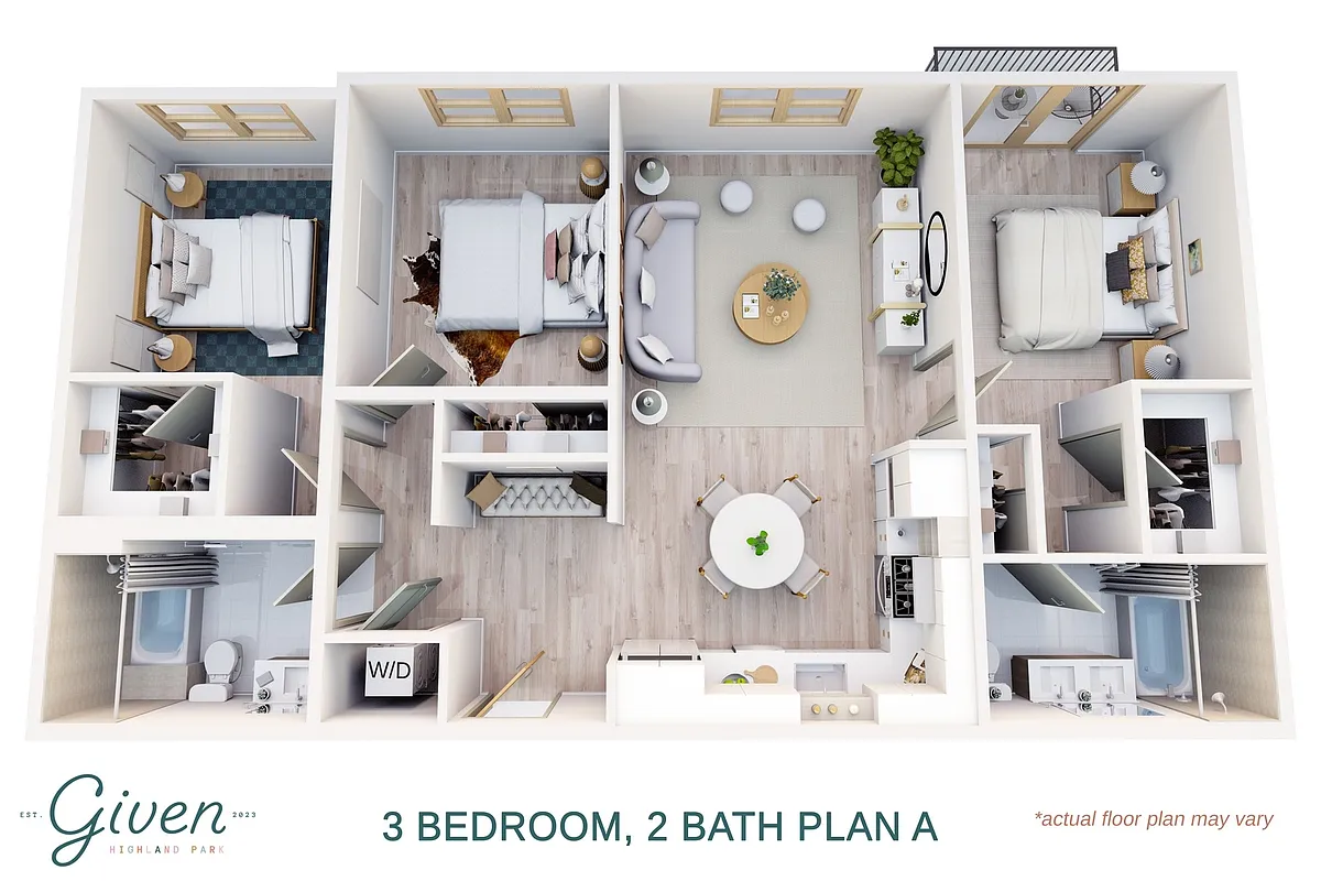 Floor plan 3 Bedroom, 2 Bath Plan A