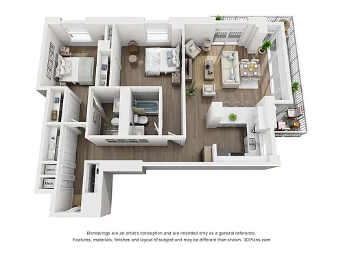 Floor plan 2 Bed 2 Bath