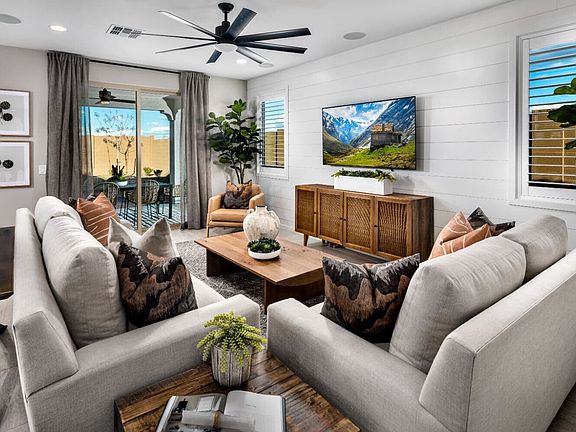 Living area of the great room in the Azure Model Home.