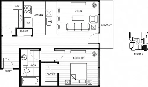 Floor plan 1X1 B