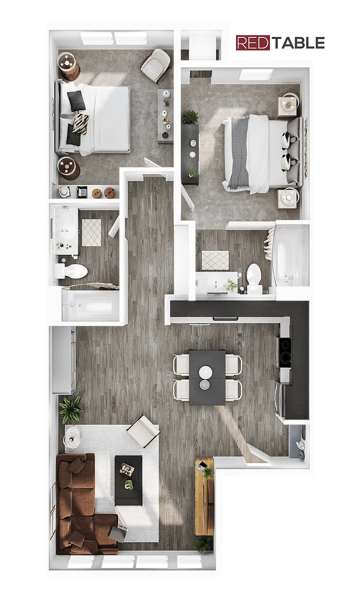 Floor plan 2BR/2BA - B1