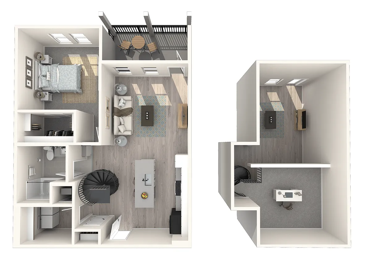 Floor plan 1 Bed/1 Bath Loft-A3