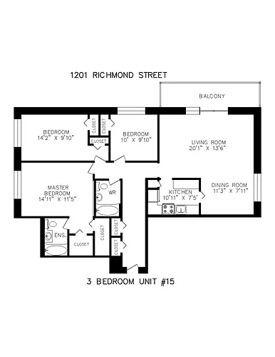 Floor plan 3 Bedroom 3 Bed 2 Bath