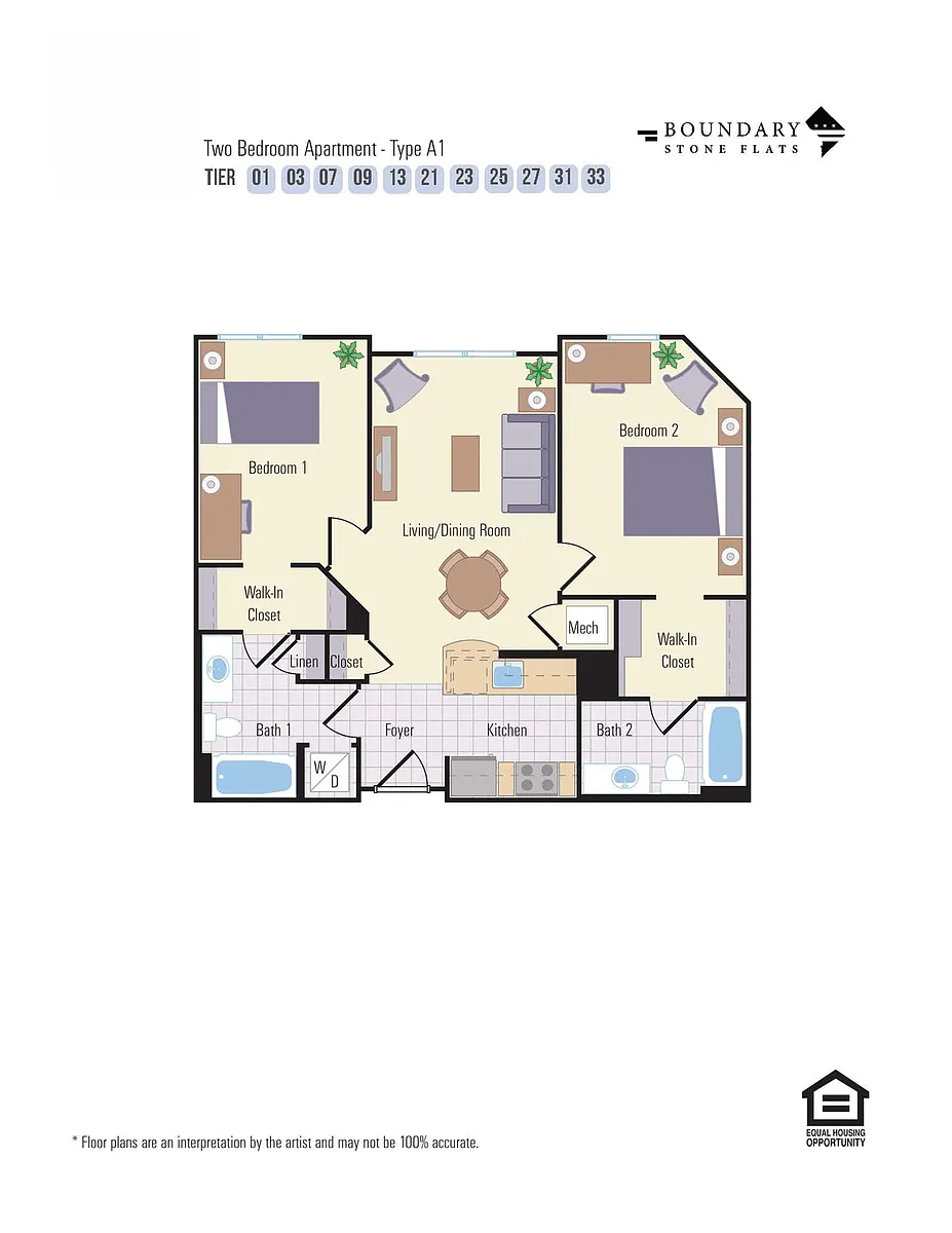 Floor plan 2 Bed/2 Bath (251bc4)