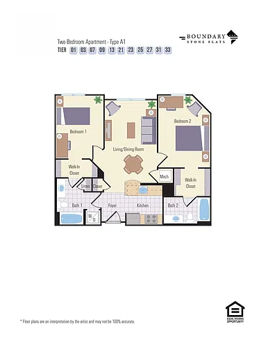 Floor plan 2 Bed/2 Bath (251bc4)