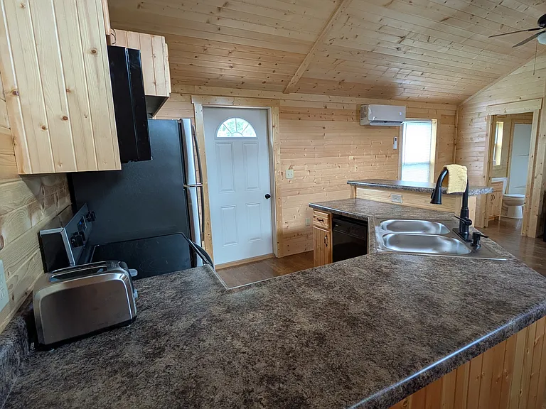View of kitchen and living room