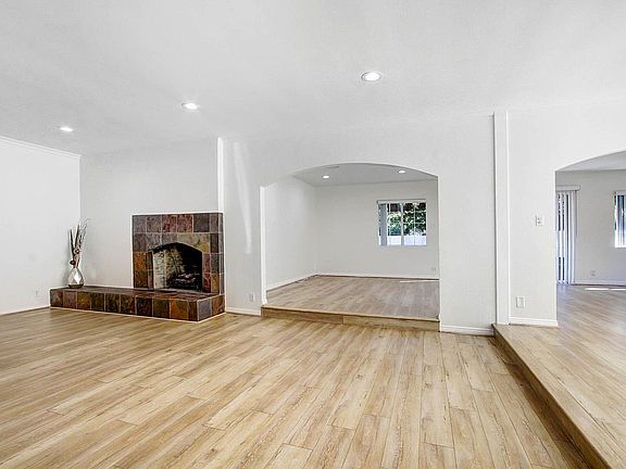 Living room with gas fireplace.