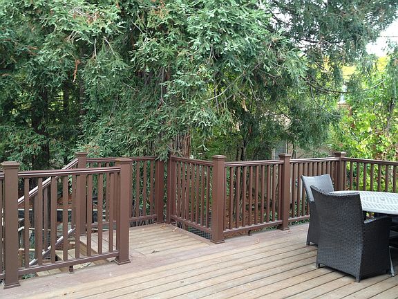 Rear deck amidst redwoods