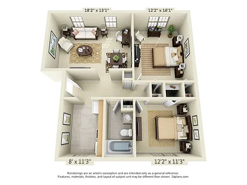 Floor plan 2 Bedroom, Style A
