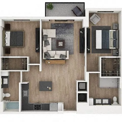 Floor plan 2 Bed/2 Bath-2B2