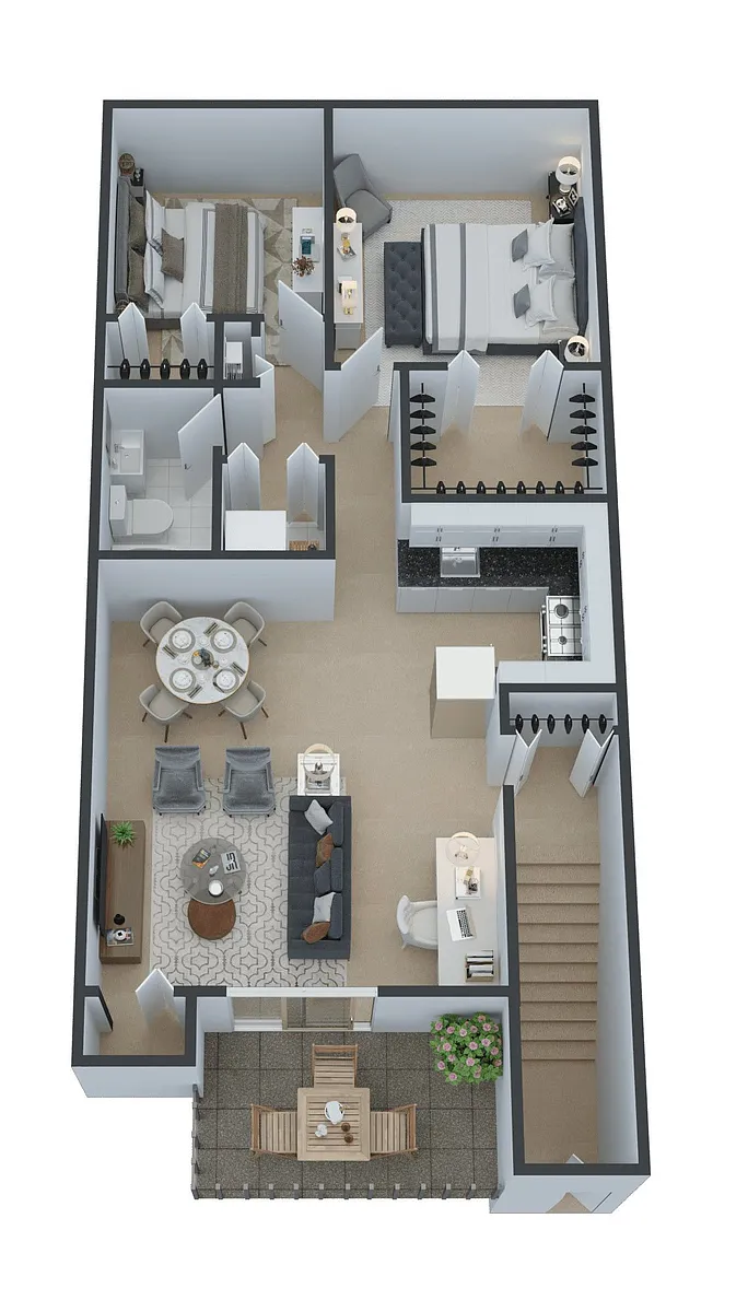 Floor plan 2 Bed 1 Bath