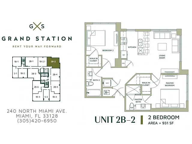 Floor plan 2 Bed 2 Bath (2B-2)