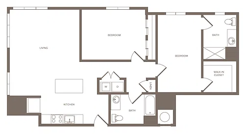 Floor plan 2 Bed/2 Bath-L