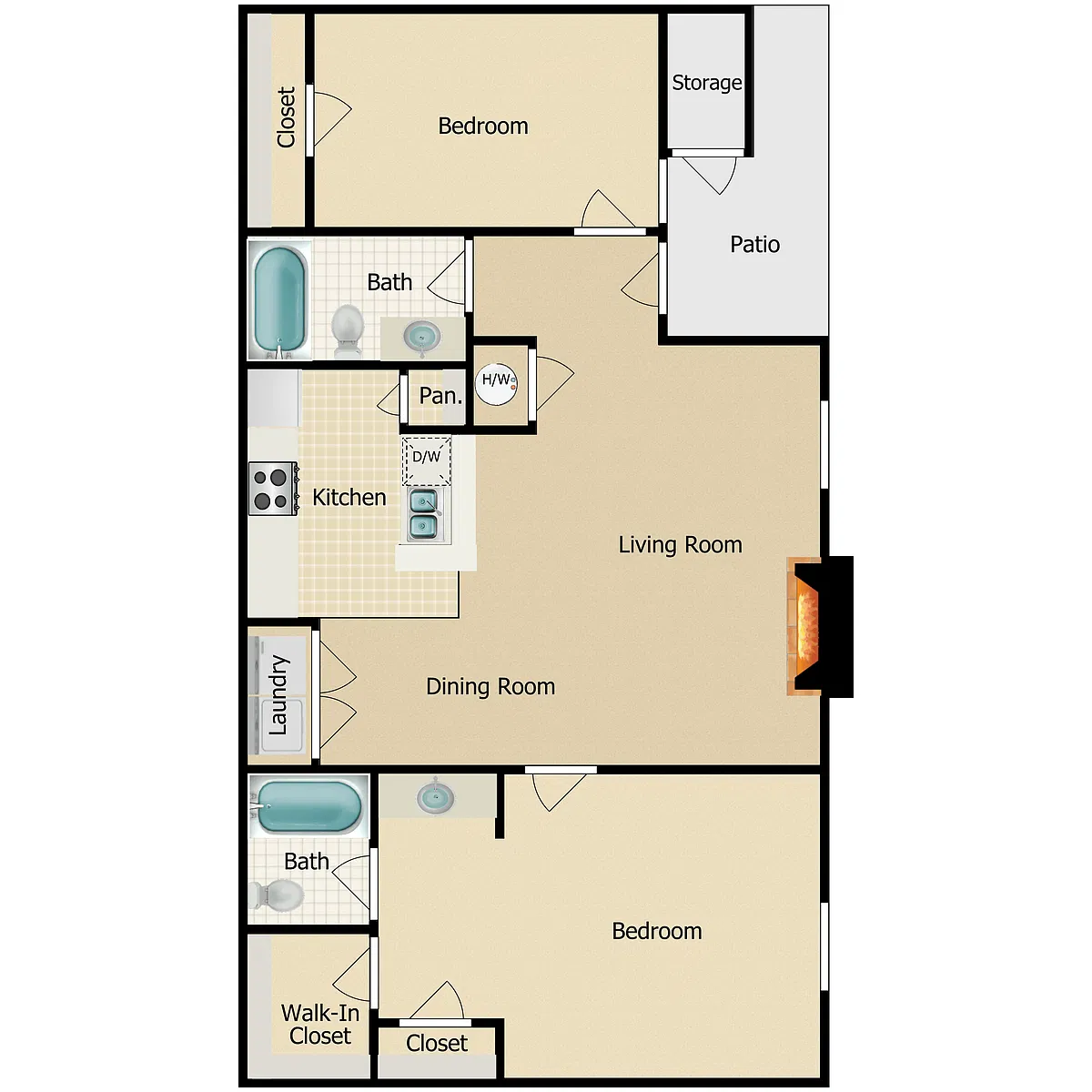 Floor plan 2 BEDROOM 2 BATH