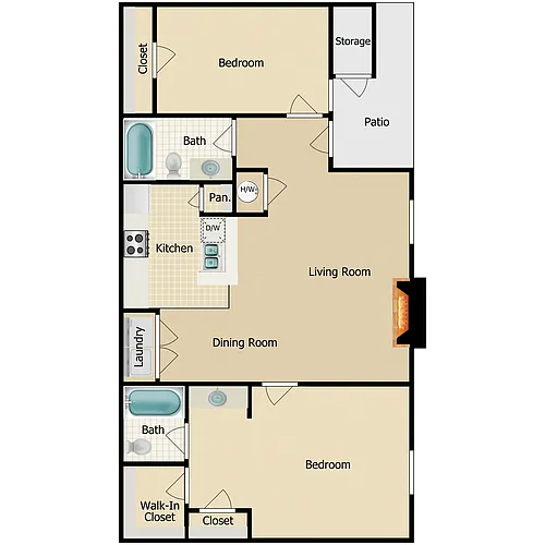 Floor plan 2 BEDROOM 2 BATH