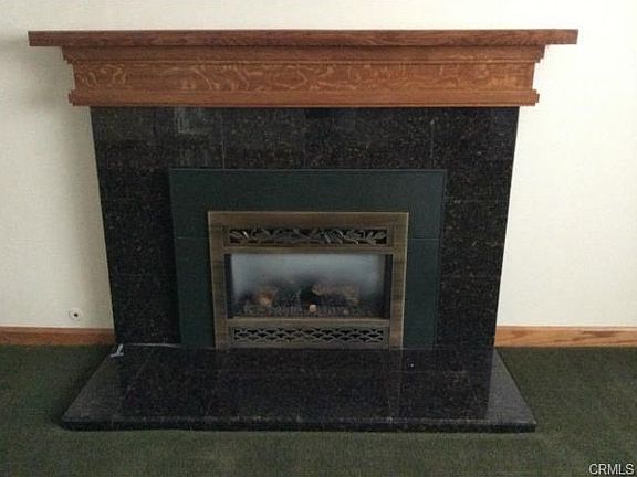 Close up of living room fireplace.