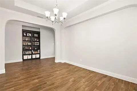 Dining room and built in bookshelf