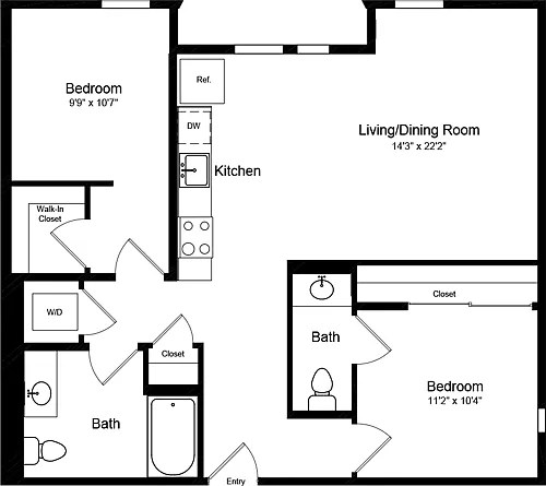 Floor plan 2 Bedroom G