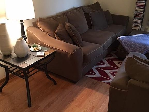 Hardwood flooring in living room.