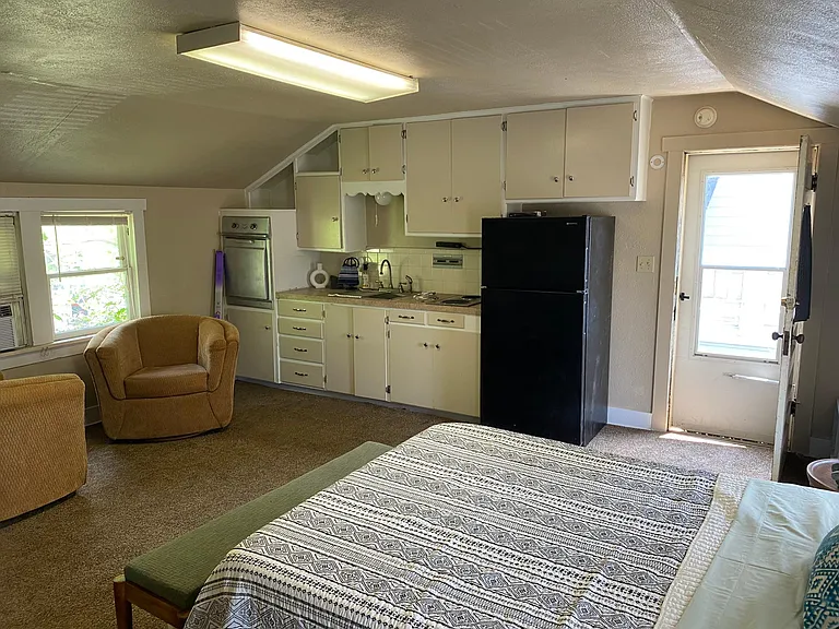 Comfortable Bed and chairs.
