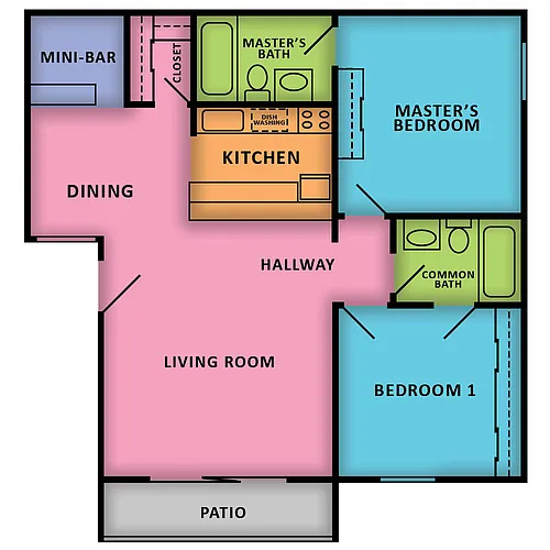 Floor plan 2 Bed 2 Bath