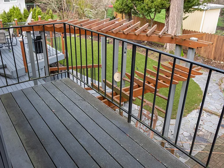 Private master bedroom balcony. Facing the private yard.