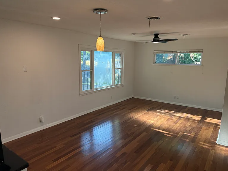 Front living area with built-in desk