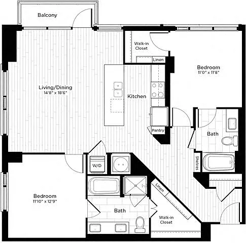 Floor plan 2V w/ Balcony