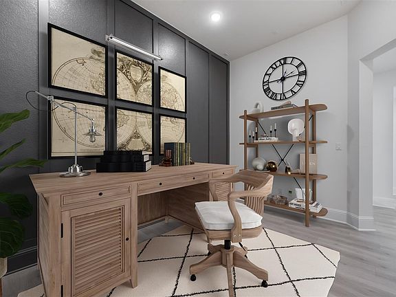 study with dark gray wall