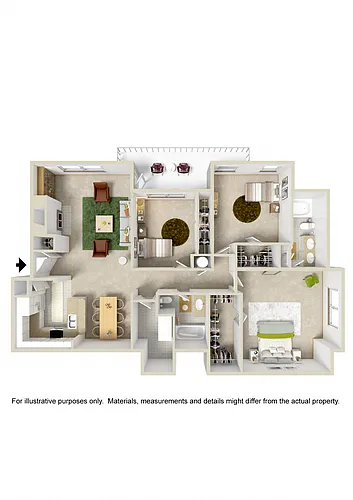 Floor plan Medium 3 Bed 2 Bath