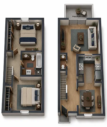 Floor plan 2 Bedroom Townhome