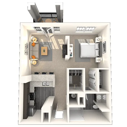 Floor plan Studio 0x1 659-672 SF