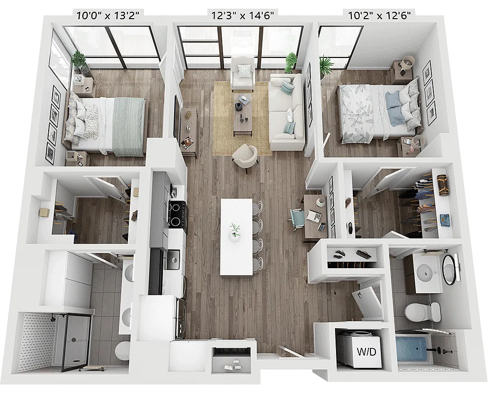 Floor plan Two Bedroom B2G