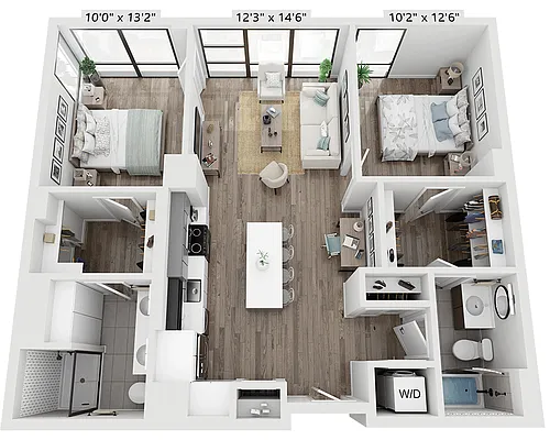 Floor plan Two Bedroom B2G