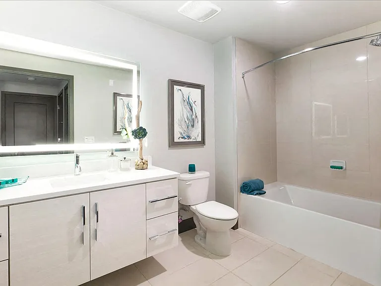 Contemporary lighted mirror vanities