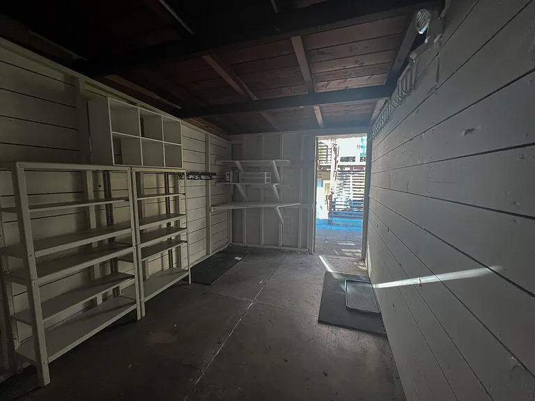 Garage facing the back yard