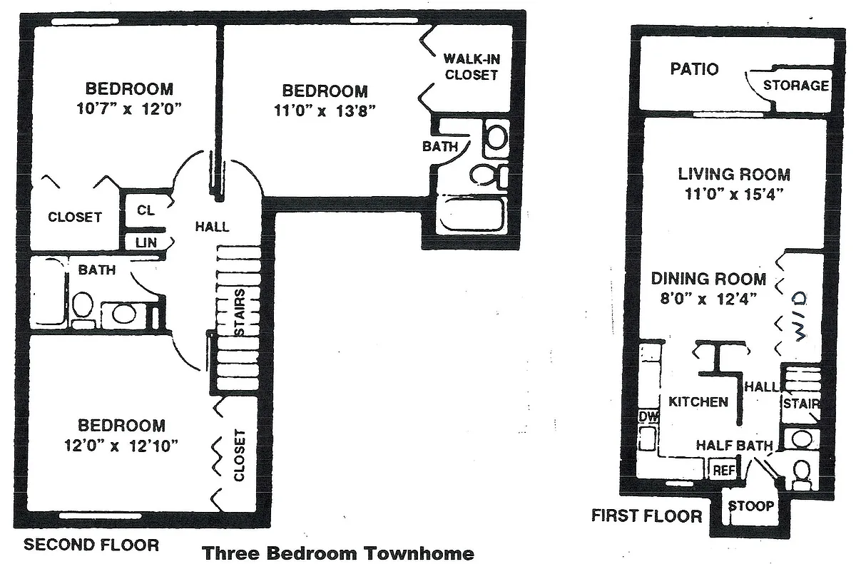 Floor plan Three Bedroom Townhouse