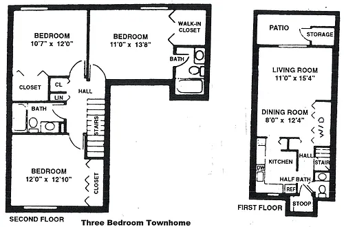 Floor plan Three Bedroom Townhouse