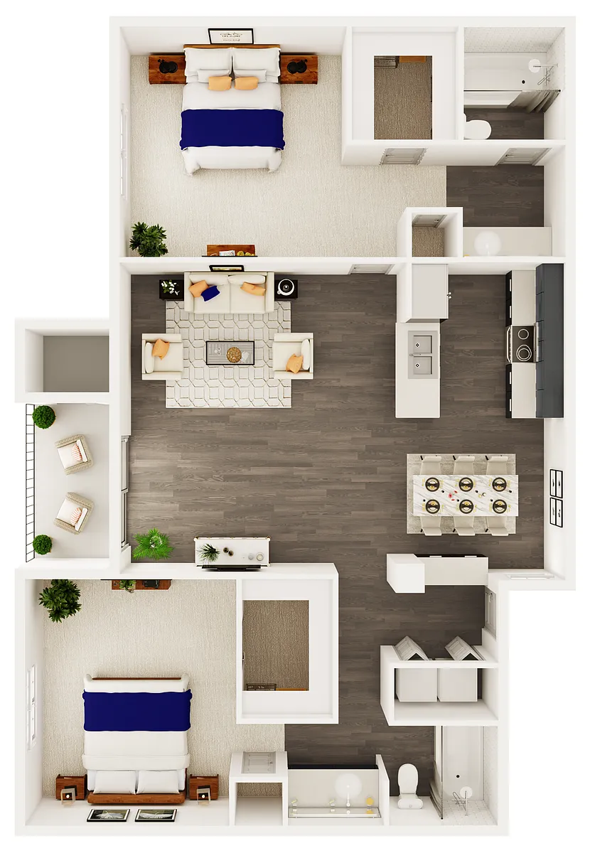 Floor plan 2 Bedroom 2 Bathroom C