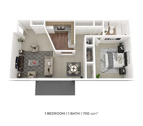 Floor plan One Bedroom - 700 sqft