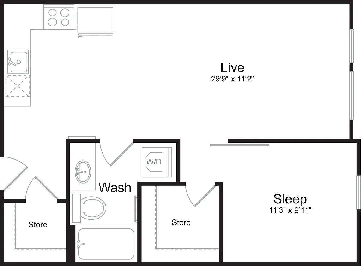 Floor plan 1 Bedroom D