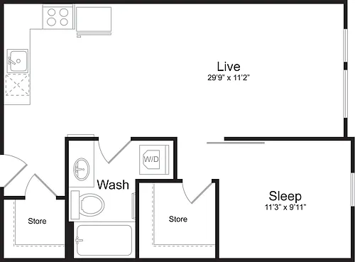 Floor plan 1 Bedroom D