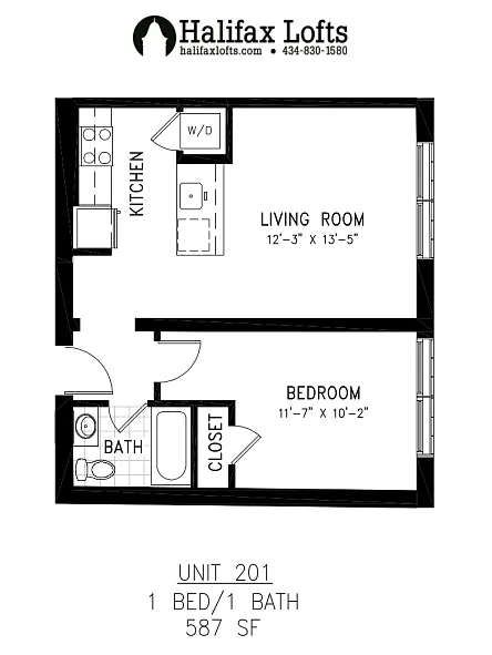 Floor plan One Bedroom 201
