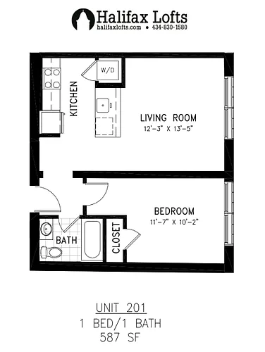 Floor plan One Bedroom 201